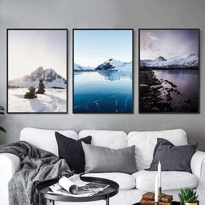 Arctic Landscape Canvas Art Set of 3 / 40 x 50cm / No Board - Canvas Print Only Clock Canvas