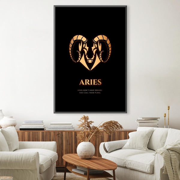 Aries - Gold Canvas Art Clock Canvas