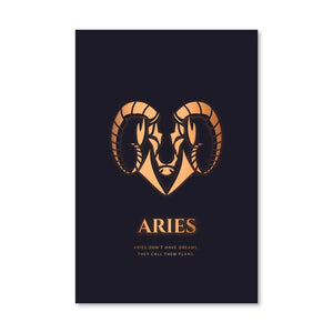 Aries - Gold Canvas Art Clock Canvas
