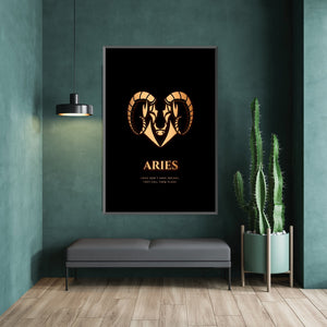Aries - Gold Clock Canvas