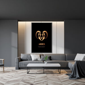 Aries - Gold Clock Canvas
