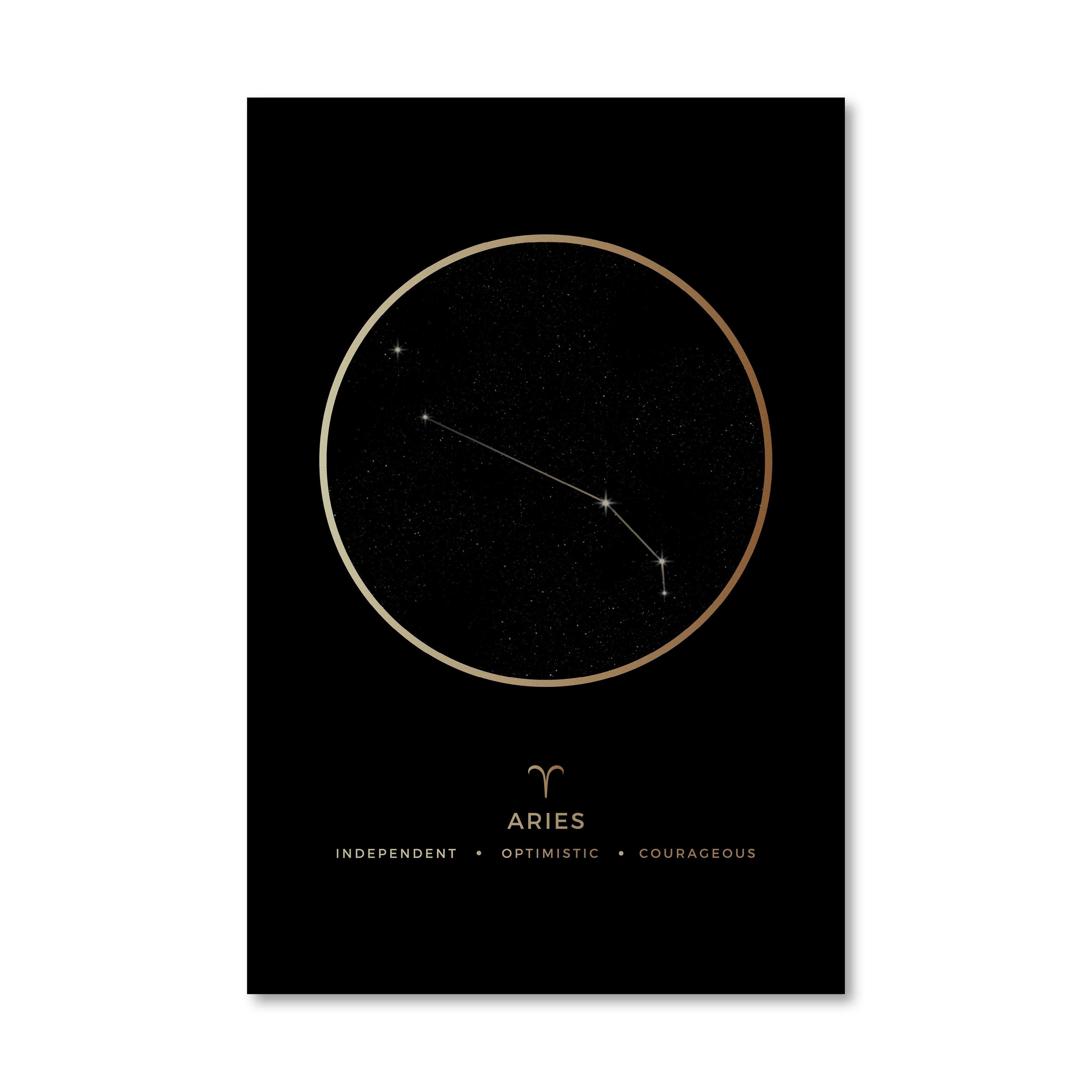 Aries Traits Gold Canvas Art 40 x 50cm / No Board - Canvas Print Only Clock Canvas