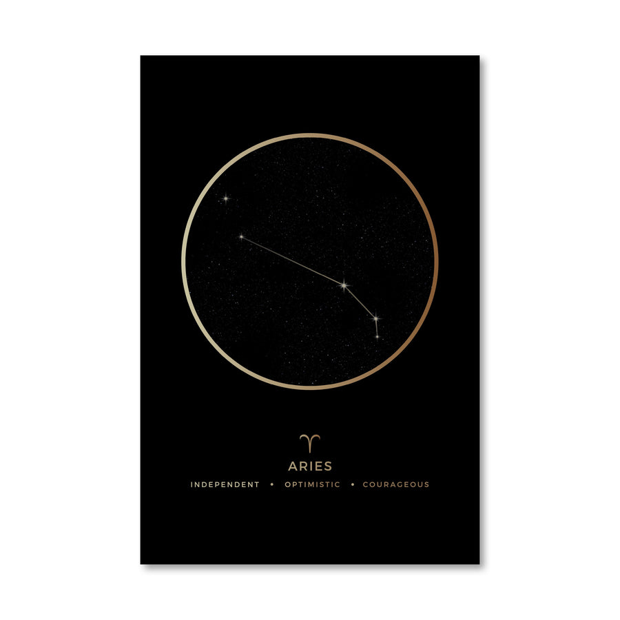 Aries Traits Gold Canvas Art 40 x 50cm / No Board - Canvas Print Only Clock Canvas