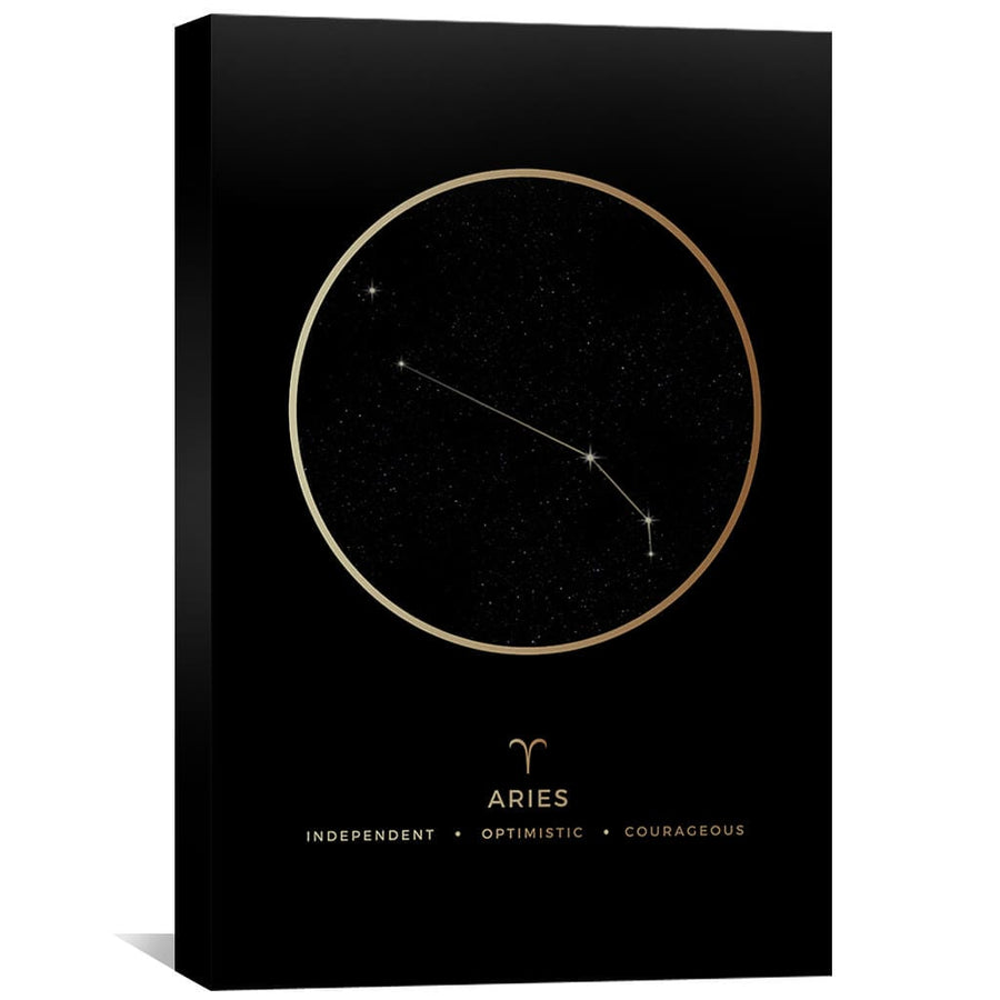 Aries Traits Gold Canvas Art 40 x 60cm / Unframed Canvas Print Clock Canvas