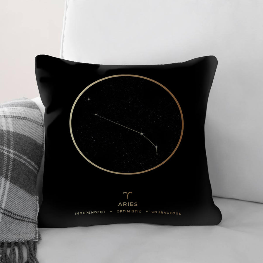 Aries Traits Gold Cushion Cushion Cushion Square Clock Canvas