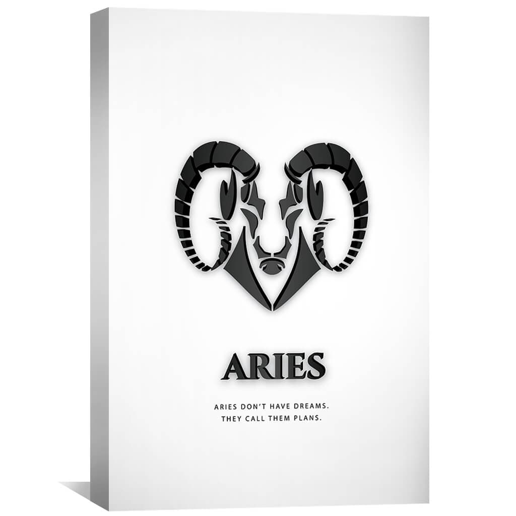 Aries - White Canvas Art 30 x 45cm / Unframed Canvas Print Clock Canvas