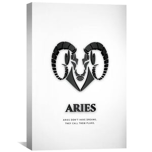 Aries - White Canvas Art 30 x 45cm / Unframed Canvas Print Clock Canvas