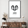 Aries - White Clock Canvas