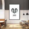Aries - White Clock Canvas