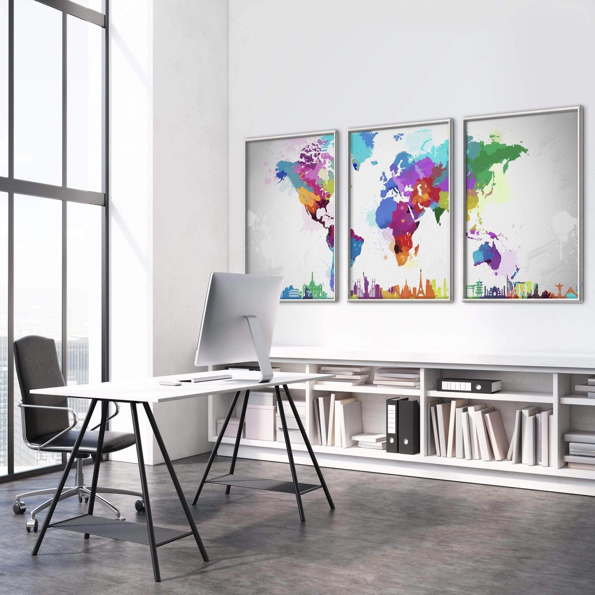 Artistic World Map Canvas - ClockCanvas