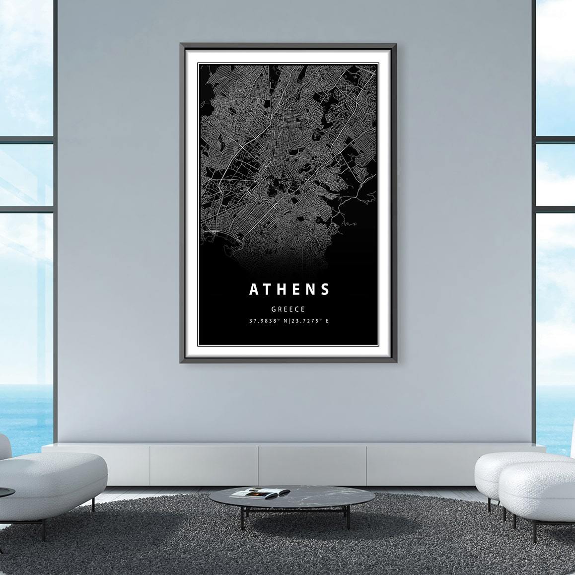 Athens Black Map Canvas product thumbnail