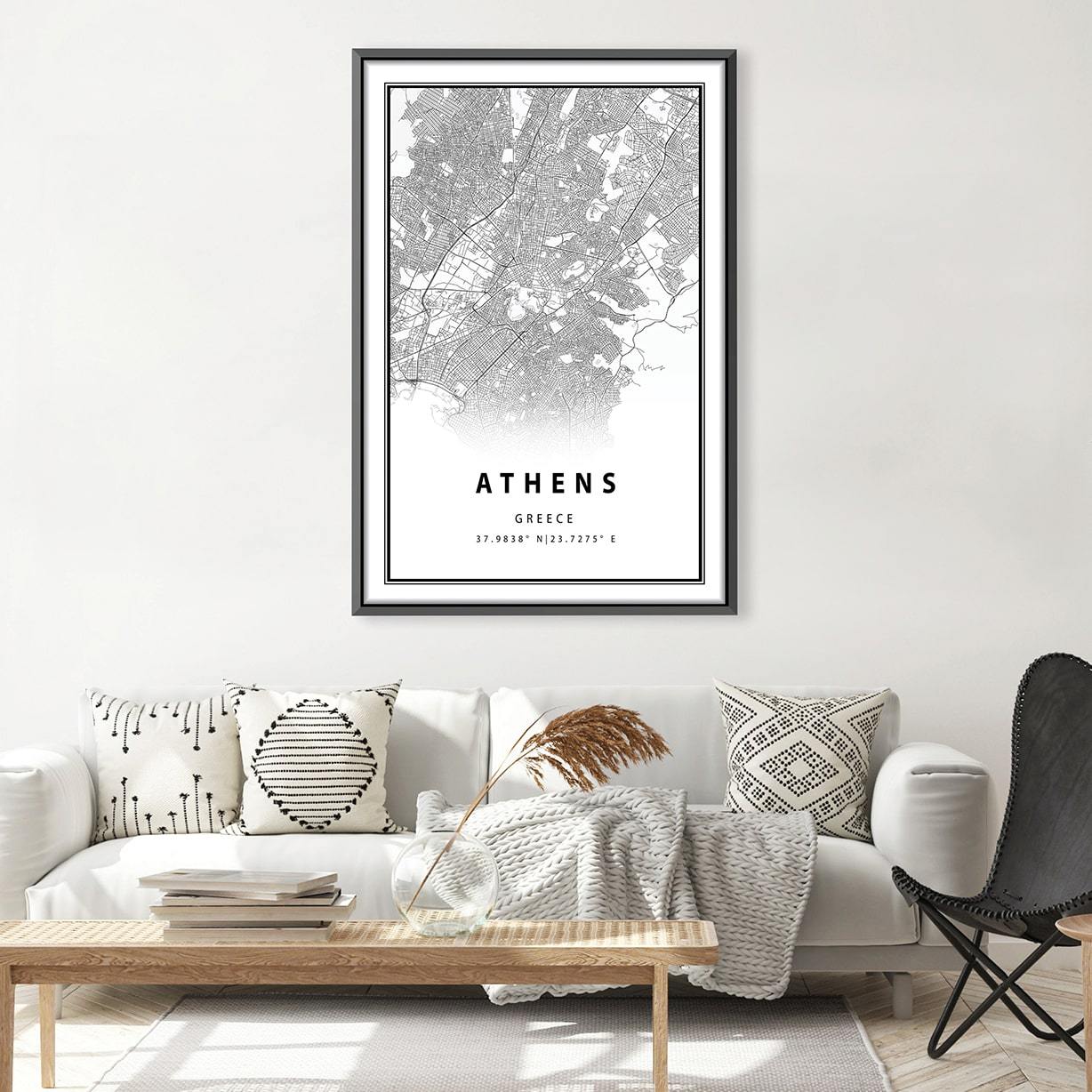 Athens White Map Canvas product thumbnail