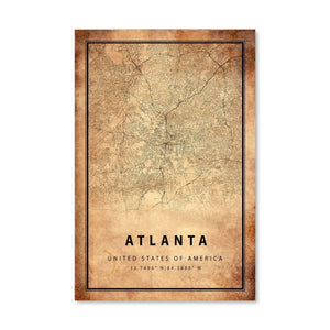 Atlanta Vintage Map Canvas