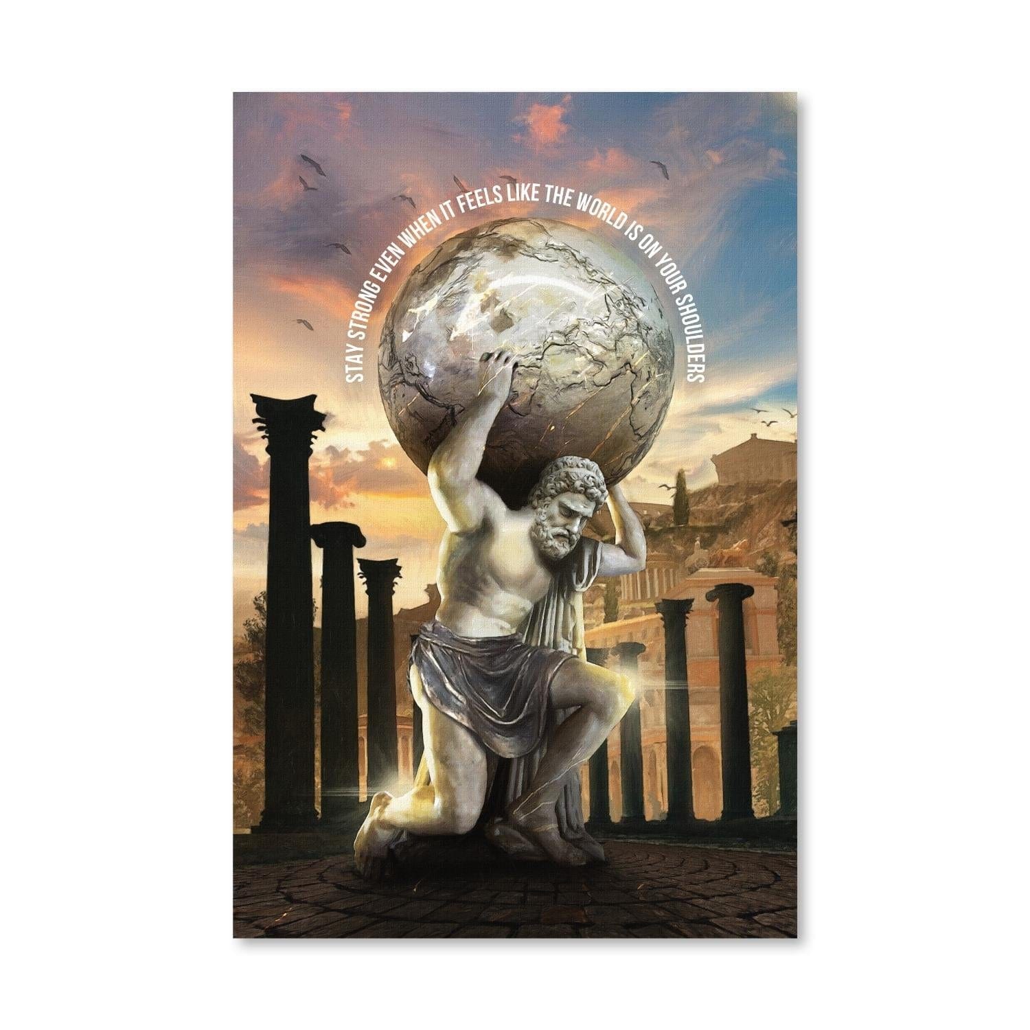 Atlas Strength - Quote Canvas Art Clock Canvas