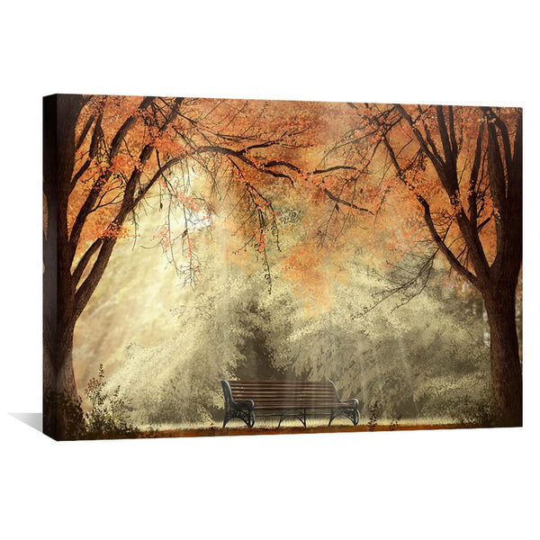 Autumn Bench Canvas Art 45 x 30cm / Unframed Canvas Print Clock Canvas