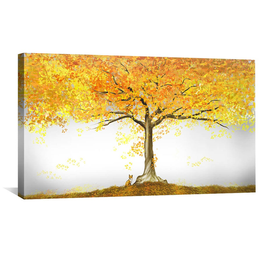 Autumn Fox Canvas Art 50 x 25cm / Unframed Canvas Print Clock Canvas