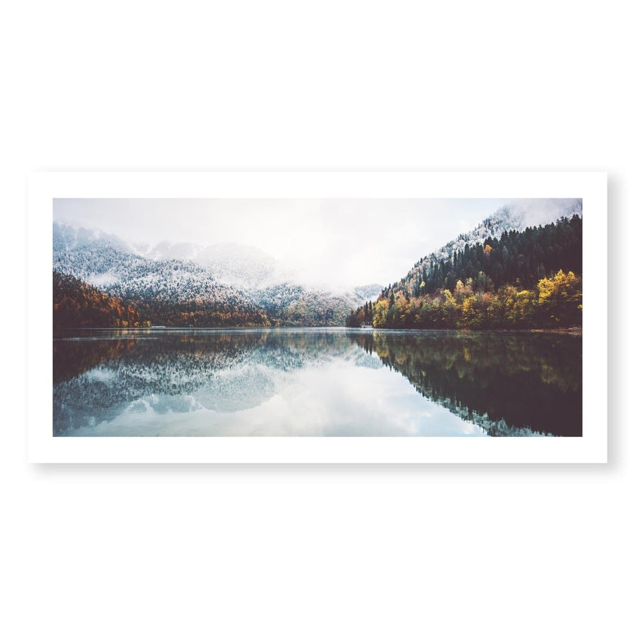 Autumn Lake Print Art Clock Canvas