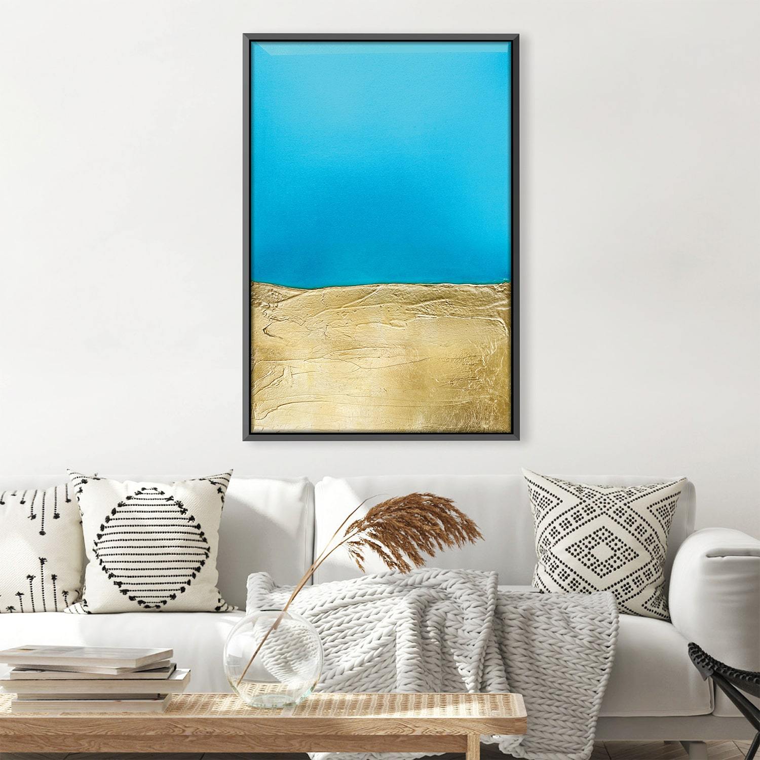 Azure Gold Canvas Art Clock Canvas