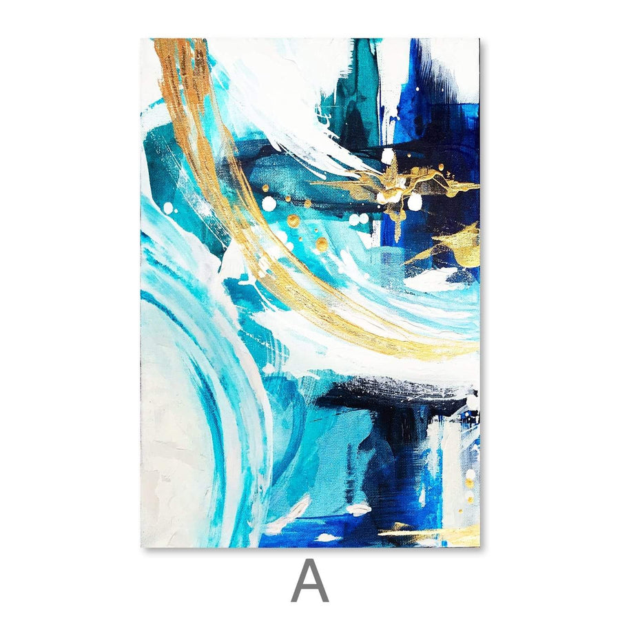 Azure Gold Canvas Art A / 30 x 45cm / Unframed Canvas Print Clock Canvas