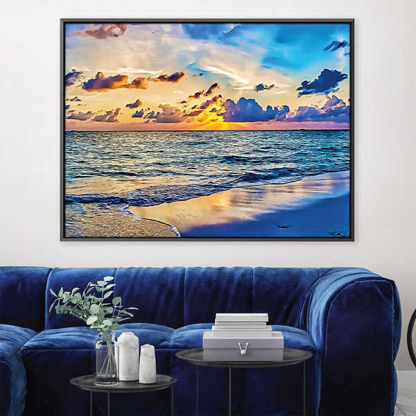 Azure Sunset Canvas Art 45 x 30cm / Unframed Canvas Print Clock Canvas
