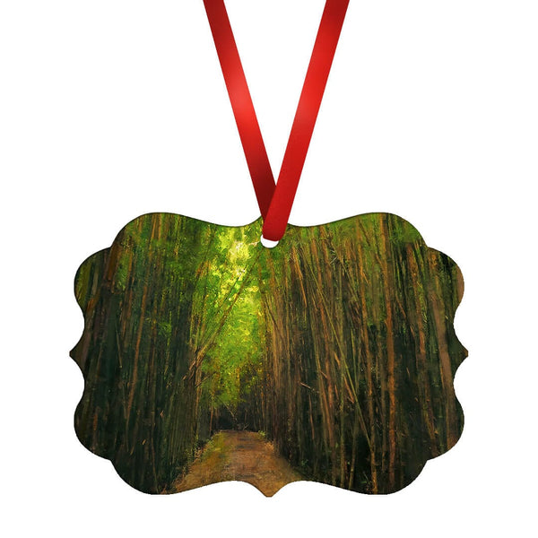 Bamboo Forest Ornament Christmas Ornament Victorian 10.8 x 8cm Clock Canvas