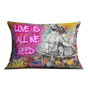 Banksy All We Need is Love Collectors Cushion Stock Item Cushion Landscape / 13 Inches wide Clock Canvas
