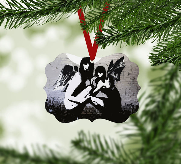 Banksy Angels In Moonlight Ornament Christmas Ornament Victorian 10.8 x 8cm Clock Canvas