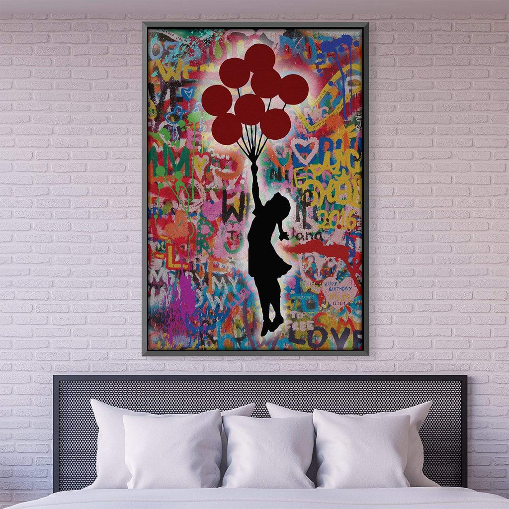 Panorama Poster Banksy Graffiti Girl Balloon 29 x 16 in - Printed