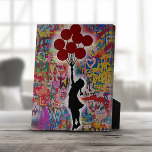 Banksy Balloon Girl Desktop Canvas Desktop Canvas 20 x 25cm Clock Canvas