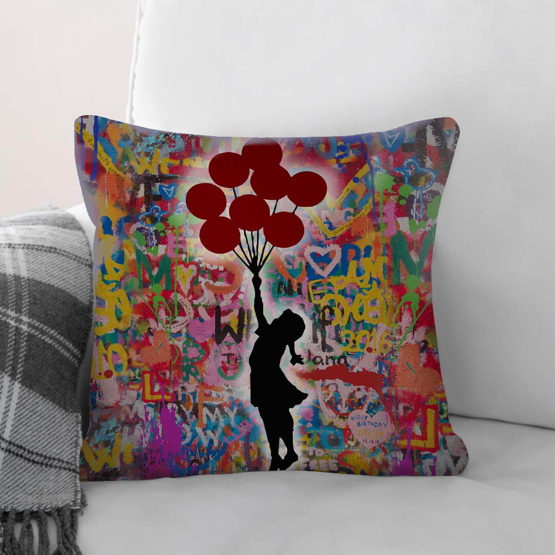 Banksy Balloon Girl Graffiti Cushion Cushion Cushion Square Clock Canvas