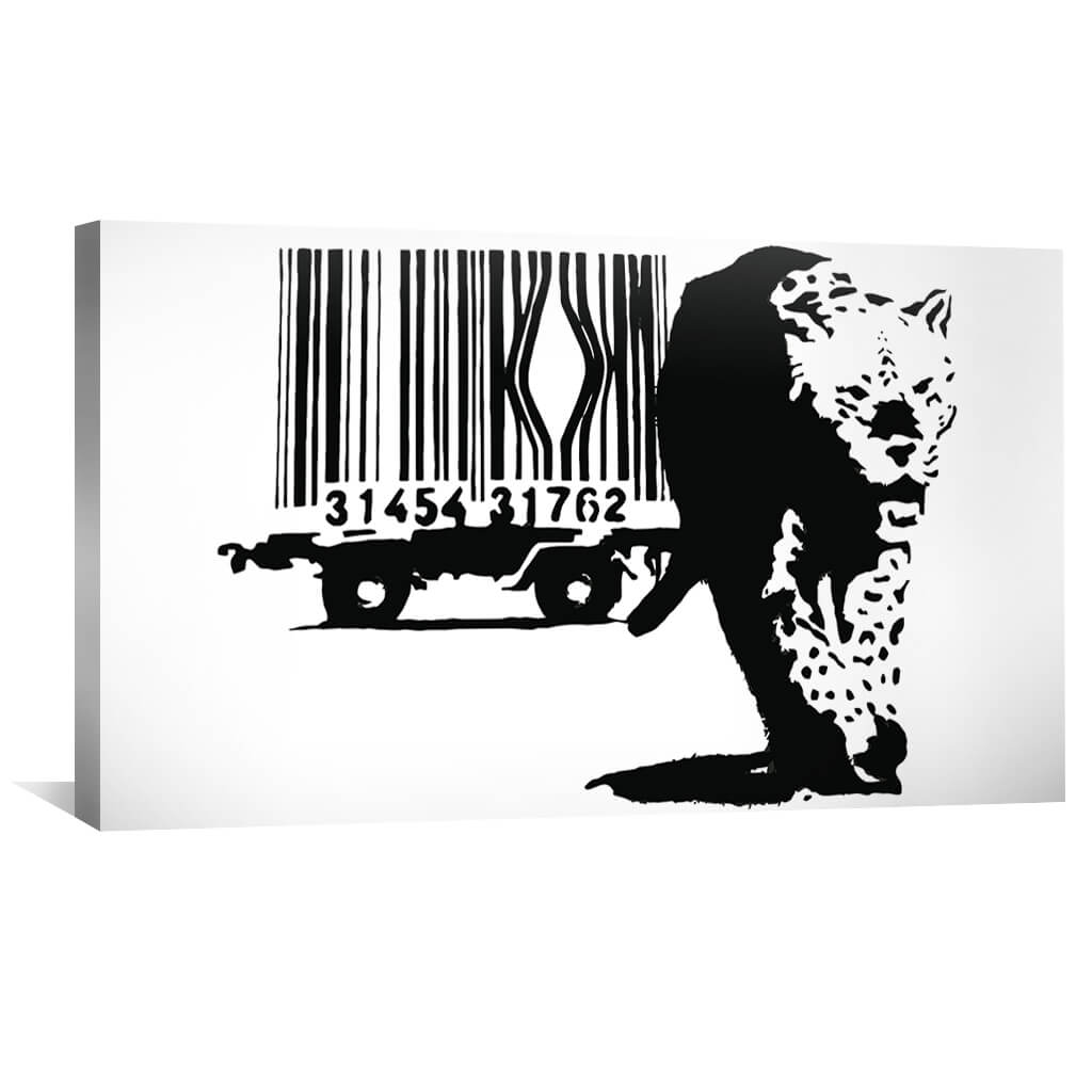 Banksy Barcode Leopard Canvas | Canvas Wall Art