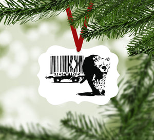 Banksy Barcode Leopard Ornament Christmas Ornament Victorian 10.8 x 8cm Clock Canvas