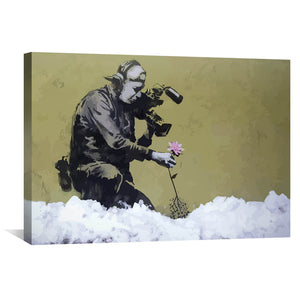 Banksy Cameraman and Flower Canvas Art Clock Canvas