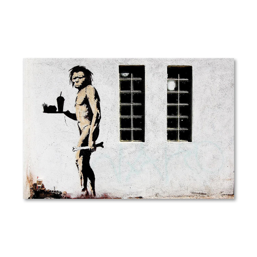 Banksy Caveman Takeaway Canvas Art Clock Canvas