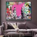 Banksy Chaplin and Einstein Canvas Art 45 x 30cm / Unframed Canvas Print Clock Canvas