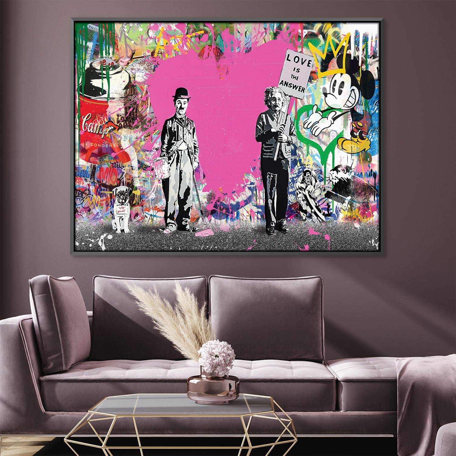 Banksy Chaplin and Einstein Canvas Art 45 x 30cm / Unframed Canvas Print Clock Canvas