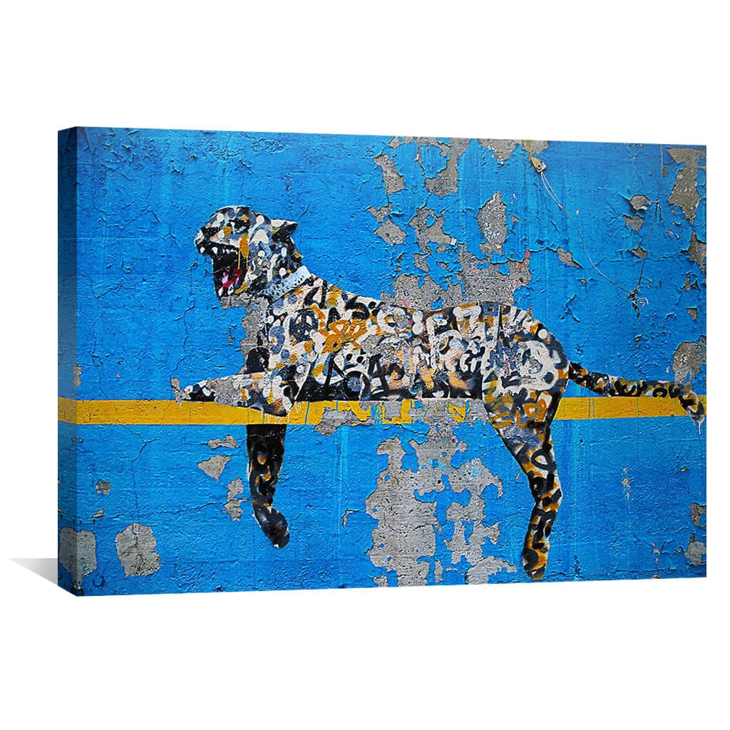 Banksy Cheetah Canvas Art 45 x 30cm / Unframed Canvas Print Clock Canvas