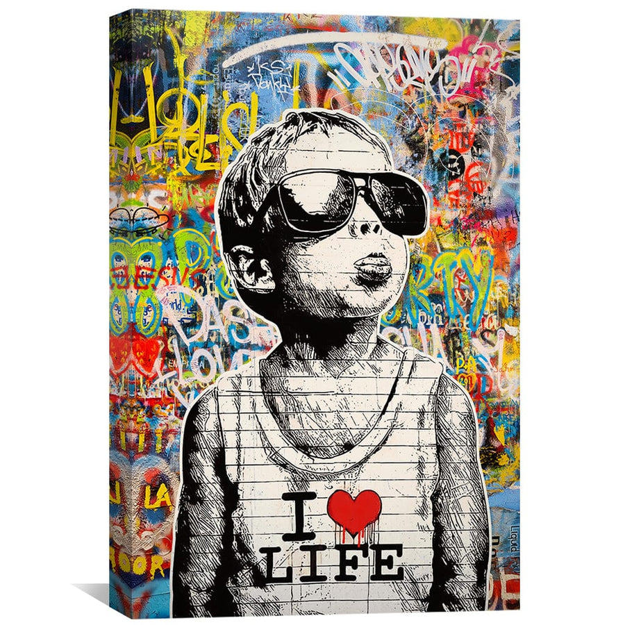 Banksy Child Loves Life Canvas Art Clock Canvas