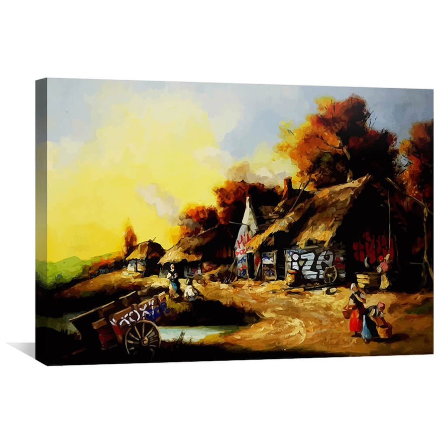 Banksy Countryside Graffiti Canvas Art Clock Canvas
