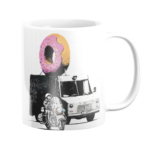 Banksy Doughnut Police Escort Mug Mug White Clock Canvas