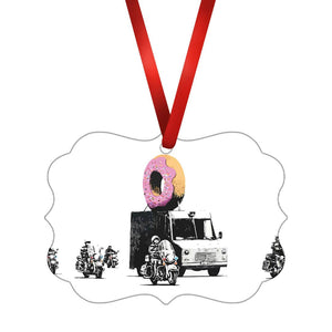 Banksy Doughnut Police Escort Ornament Christmas Ornament Victorian 10.8 x 8cm Clock Canvas