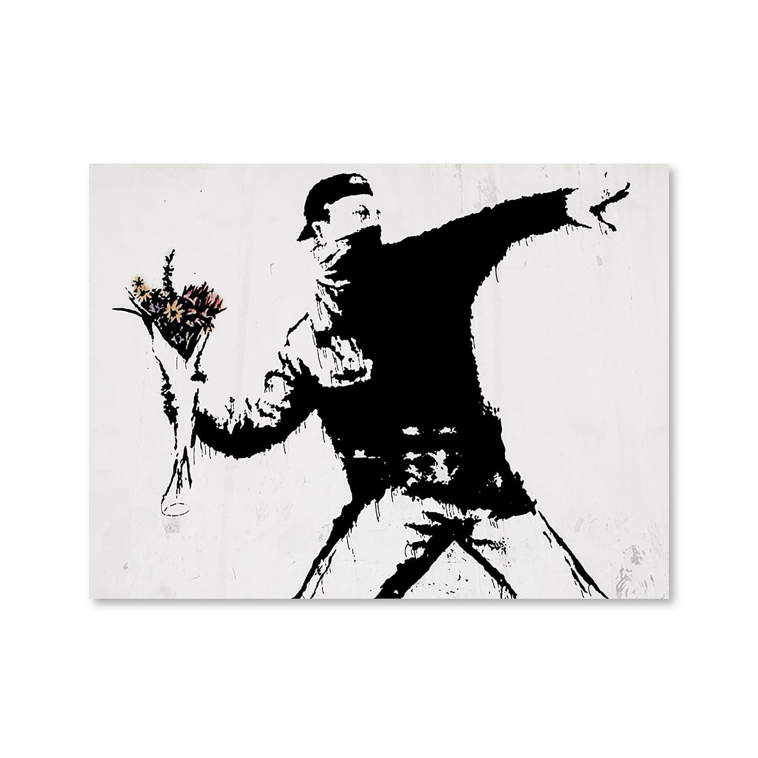 Banksy Flower Thrower Canvas Art Clock Canvas