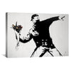 Banksy Flower Thrower Canvas Art 45 x 30cm / Unframed Canvas Print Clock Canvas