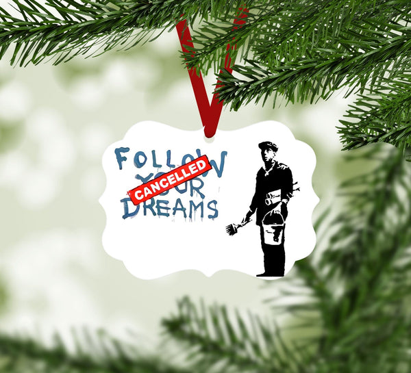 Banksy Follow Your Dreams Ornament Christmas Ornament Victorian 10.8 x 8cm Clock Canvas