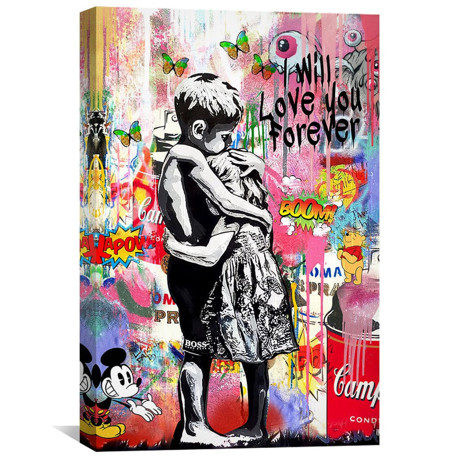 Banksy Forever Love Canvas Art Clock Canvas
