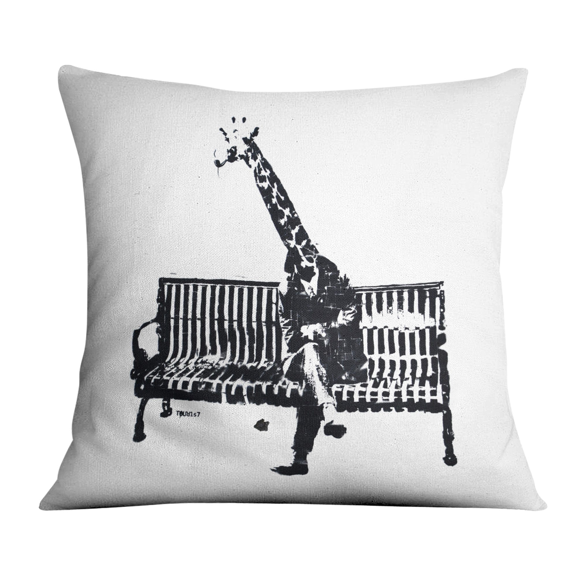 Banksy Giraffe on a Bench Cushion product thumbnail