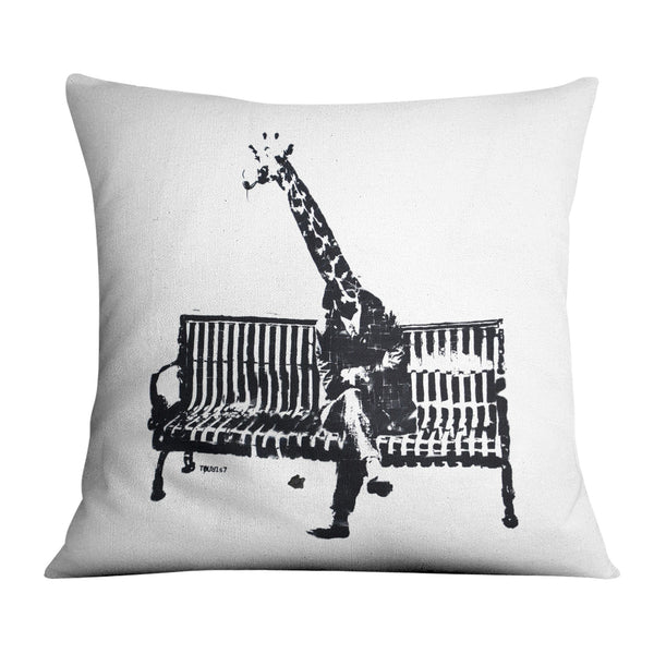 Banksy Giraffe on a Bench Cushion Cushion Cushion Square Clock Canvas