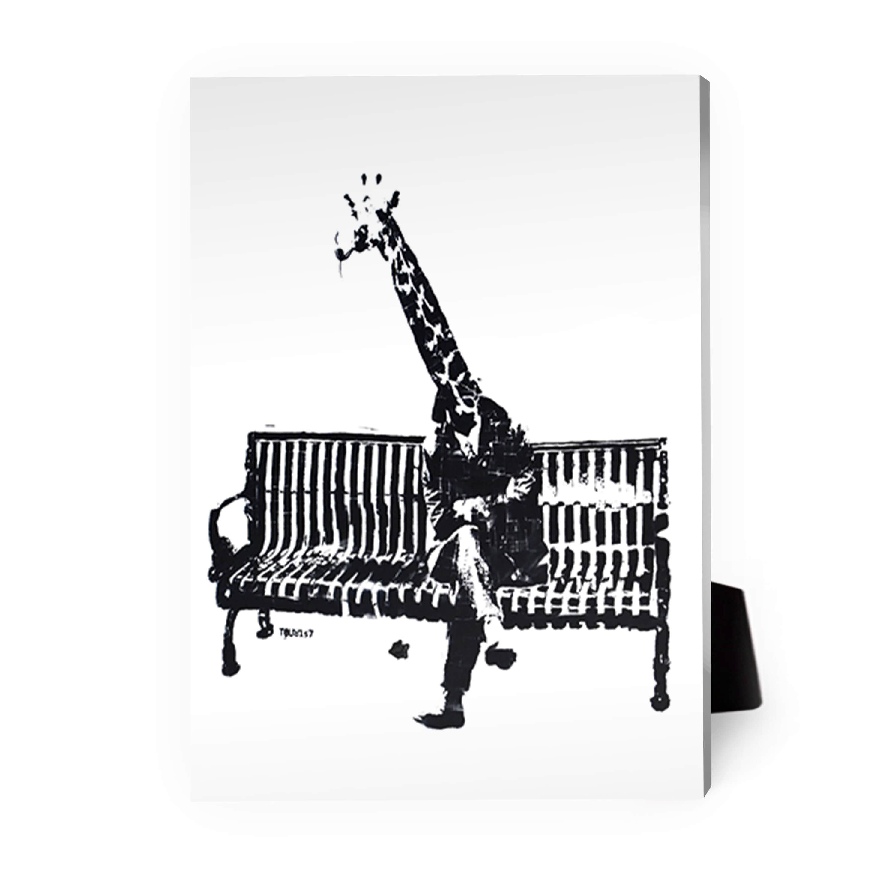 Banksy Giraffe on a Bench Desktop Canvas product thumbnail