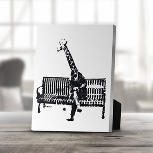 Banksy Giraffe on a Bench Desktop Canvas Desktop Canvas 20 x 25cm Clock Canvas