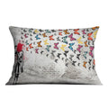 Banksy Girl Shooting Butterflies Cushion. Cushion Cushion Landscape Clock Canvas